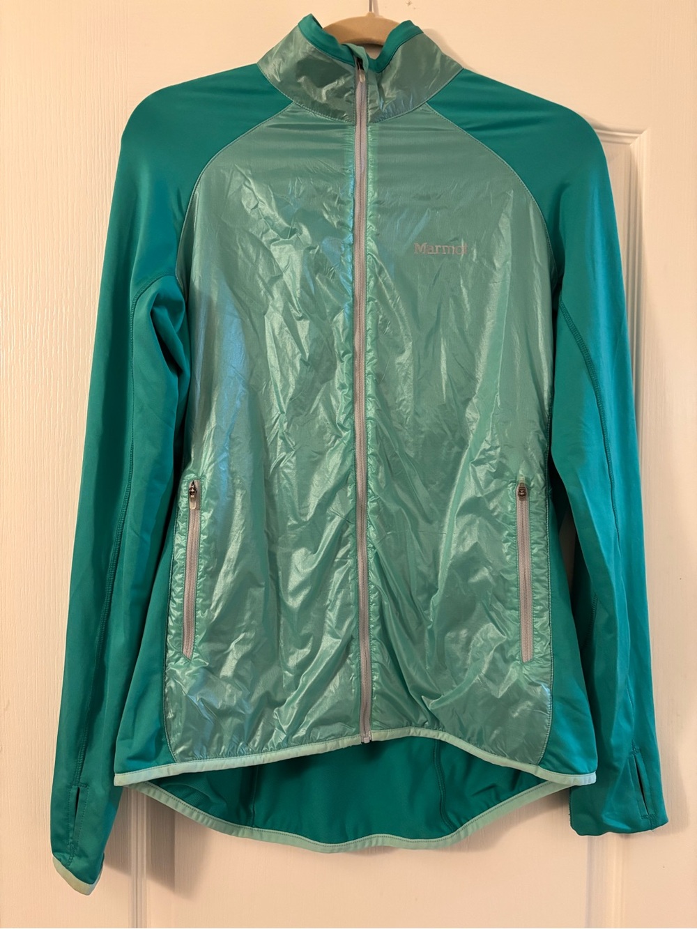 Marmot lightweight running jacket Seafoam green activewear windbreaker large